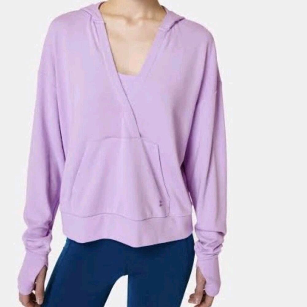 SWEATY BETTY After Class Relaxed Hoodie Sweatshirt Purple Loungewear Size 8